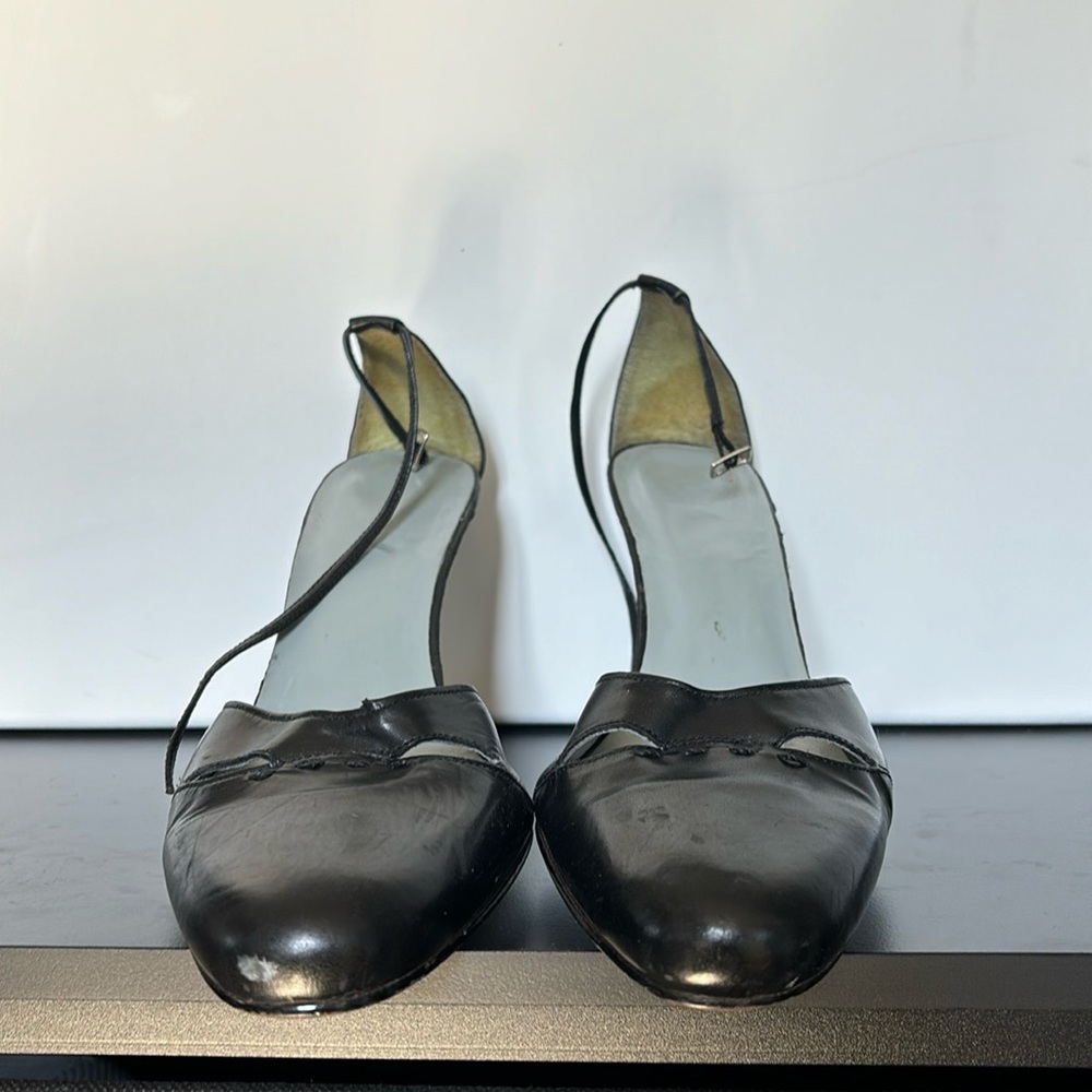 black strapped pumps